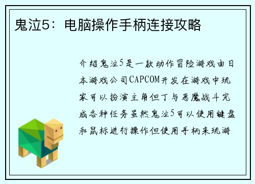 鬼泣5：电脑操作手柄连接攻略